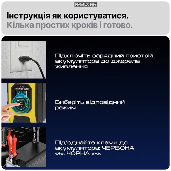 Зарядное устройство для аккумуляторов гелевых AGM легковых авто Foxsur FBC1207D 7 А 12 В 6-120 А&middot;ч импульсное автоматическое с вентилятором фото