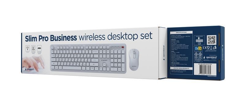 Комплект клавиатура и мышь Gembird KBS-WPS-01-W-CYRL, белый