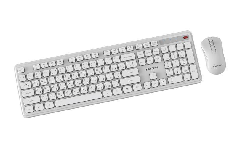 Комплект клавиатура и мышь Gembird KBS-WPS-01-W-CYRL, белый