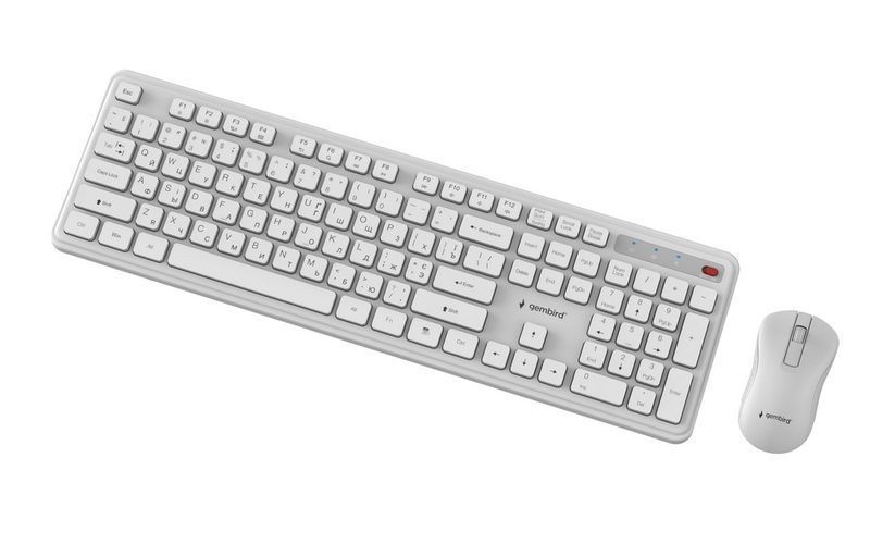 Комплект клавиатура и мышь Gembird KBS-WPS-01-W-CYRL, белый