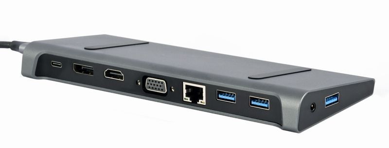 Док-станція Cablexpert A-CM-COMBO9-02 USB-C 9-в-1, сіра