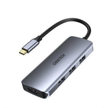 Док-станція Choetech HUB-M19-GY USB-C 7-в-1, сіра