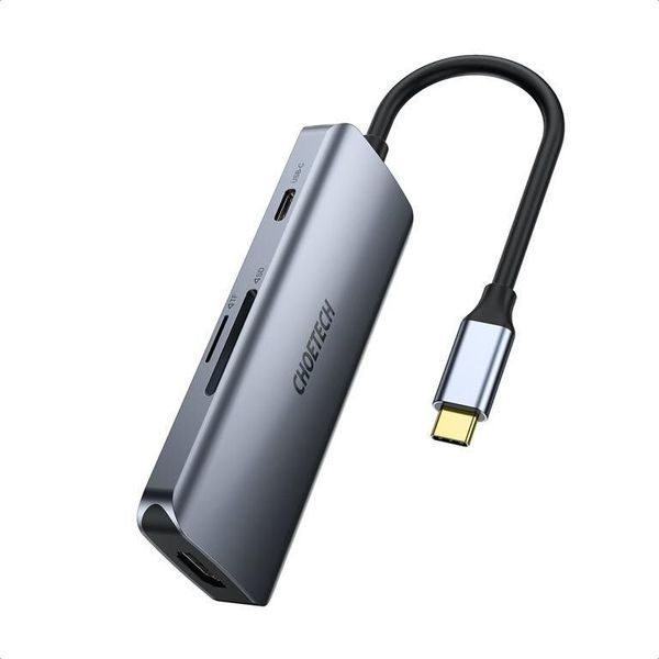 Док-станція Choetech HUB-M19-GY USB-C 7-в-1, сіра