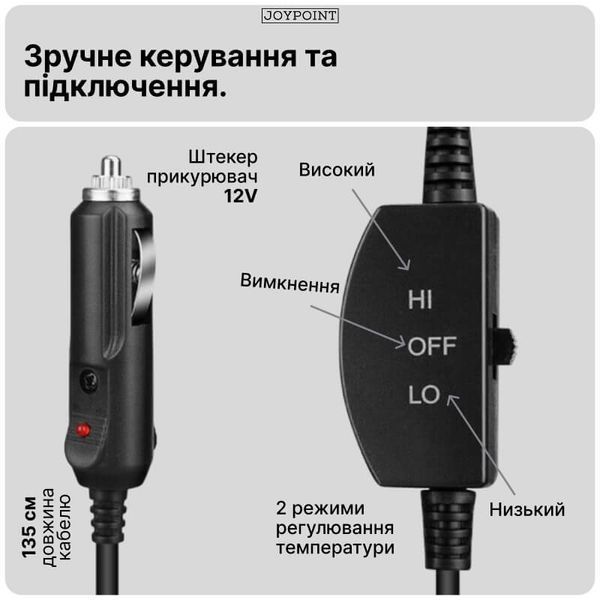 Електрична накидка на сидіння авто з підігрівом JoyPoint 12В від прикурювача чохол для обігріву автосидіння фото