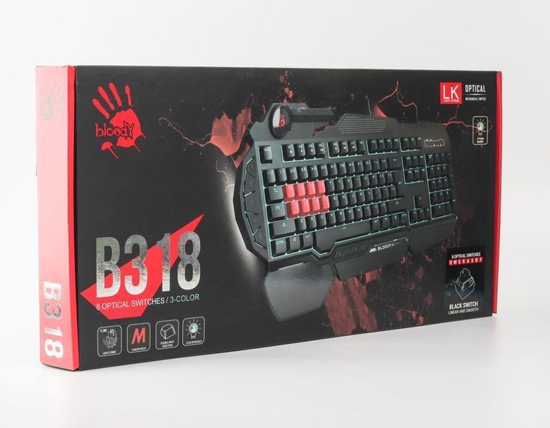 Клавіатура ігрова Bloody B318 LK Black дротова USB, чорна фото