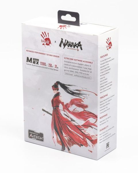 Миша ігрова дротова Bloody W95 Max Naraka, біло-чорна фото