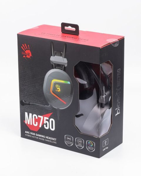 Навушники ігрові Bloody MC750 з ANC і мікрофоном, сірі
