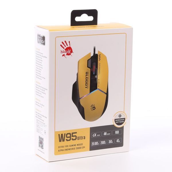 Миша ігрова дротова Bloody W95 Ultra Sports Lime, жовто-чорна фото