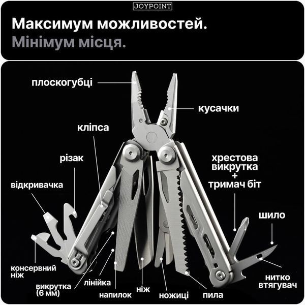 Мультитул ніж складний JoyPoint 28 в 1 багатофункціональний кишеньковий інструмент мультітул з плоскогубцями та викруткою для авто туризму дому фото