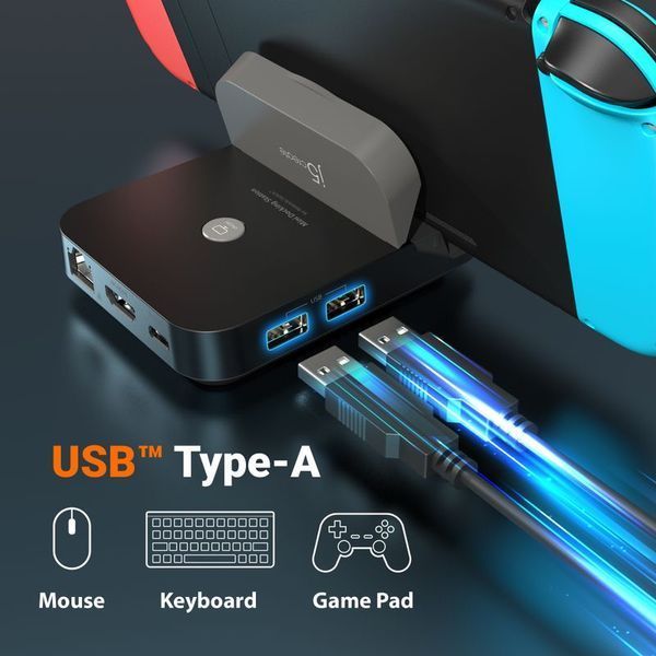 Док-станція J5create JCD620-N для Nintendo Switch, чорно-сіра