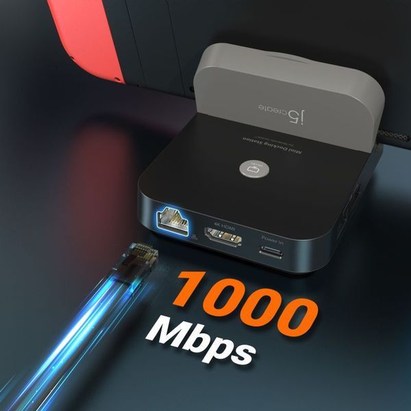 Док-станція J5create JCD620-N для Nintendo Switch, чорно-сіра