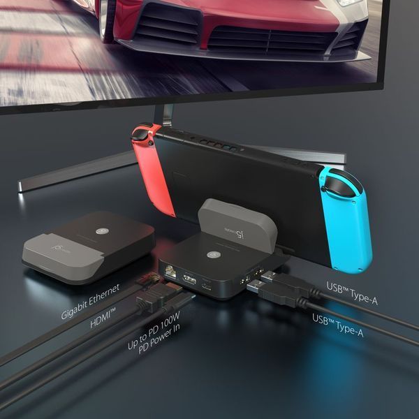 Док-станція J5create JCD620-N для Nintendo Switch, чорно-сіра