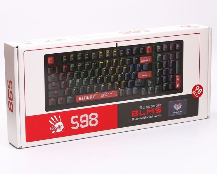 Клавіатура механічна ігрова Bloody S98 Bloody Red, чорна фото