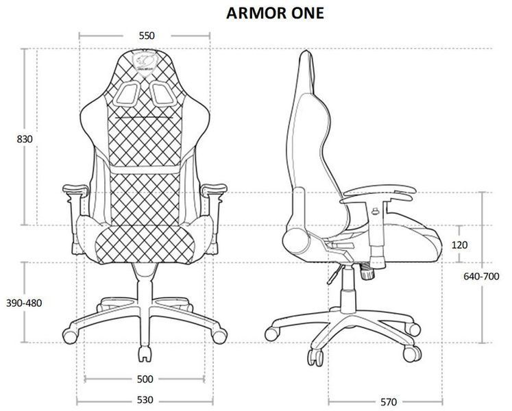 Крісло геймерське Cougar Armor One, чорне, екошкіра фото