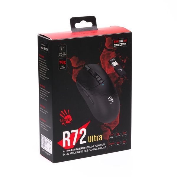 Миша ігрова бездротова Bloody R72 Ultra, чорна фото