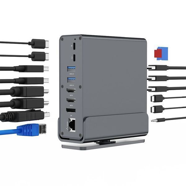 Док-станция Cablexpert A-CF-COMBO15-01 USB-C 15-в-1, серая