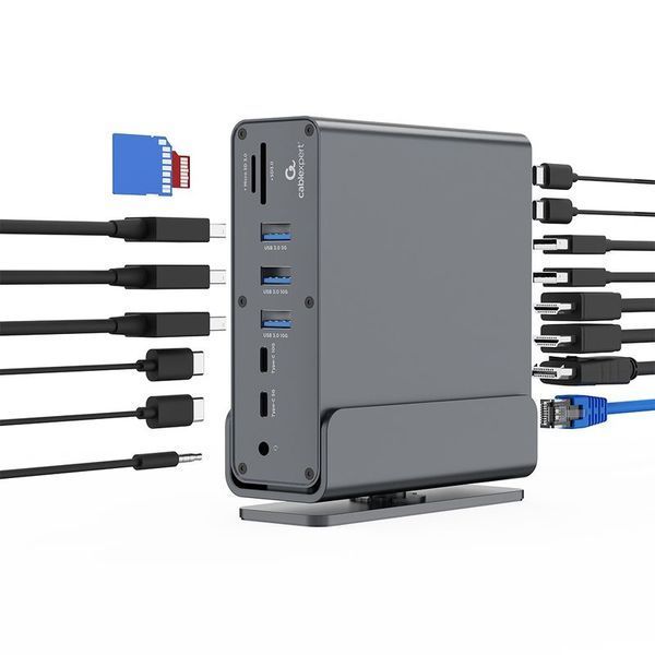 Док-станция Cablexpert A-CF-COMBO15-01 USB-C 15-в-1, серая