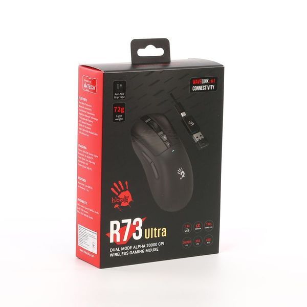 Мышь игровая беспроводная Bloody R73 Ultra, чёрная фото