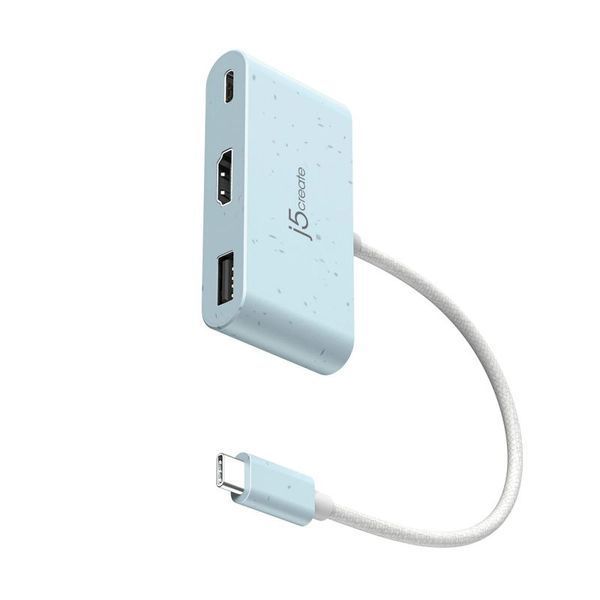 USB-хаб J5create JCA379EC-N 3-в-1 з HDMI і Power Delivery, блакитний