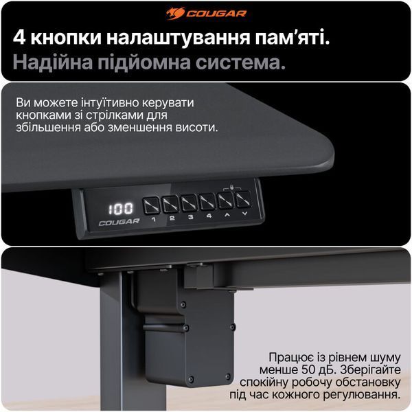 Стол с электрической регулировкой высоты Cougar Royal 140 Mossa Black 72-115 см рабочий стол 140 см память 4 положения до 80 кг фото