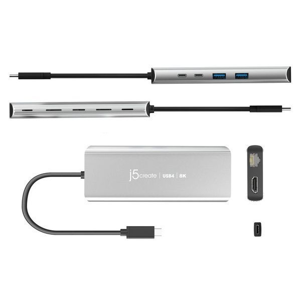 USB-хаб J5create JCD403-N USB4 6-в-1 с HDMI 8K и Ethernet, серый
