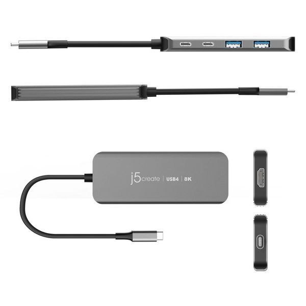 USB-хаб J5create JCH453-N USB4 на 5 портів з HDMI 8K, сірий
