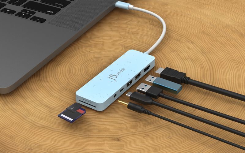 USB-хаб J5create JCD373EC-N 6-в-1 з HDMI і картрідером, блакитний