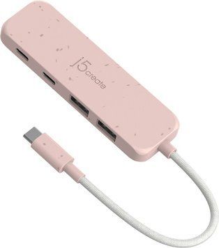 USB-хаб J5create JCH342ER-N на 2 USB-A і 2 USB-C, рожевий