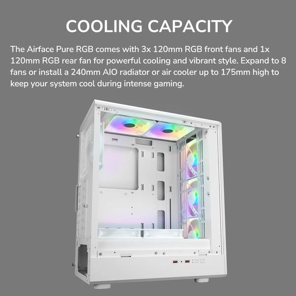 Игровой корпус Cougar Airface Pure RGB белый, 4 вентилятора RGB фото