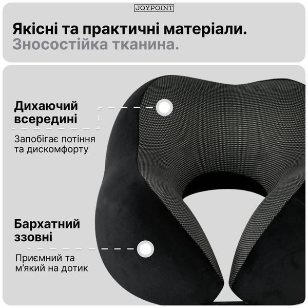 Подушка для подорожей під шию JoyPoint ортопедична дорожня підкова для підтримки голови і шиї Memory Foam для авто літака поїзда фото