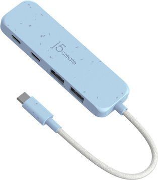 USB-хаб J5create JCH342EC-N на 2 USB-A і 2 USB-C, блакитний