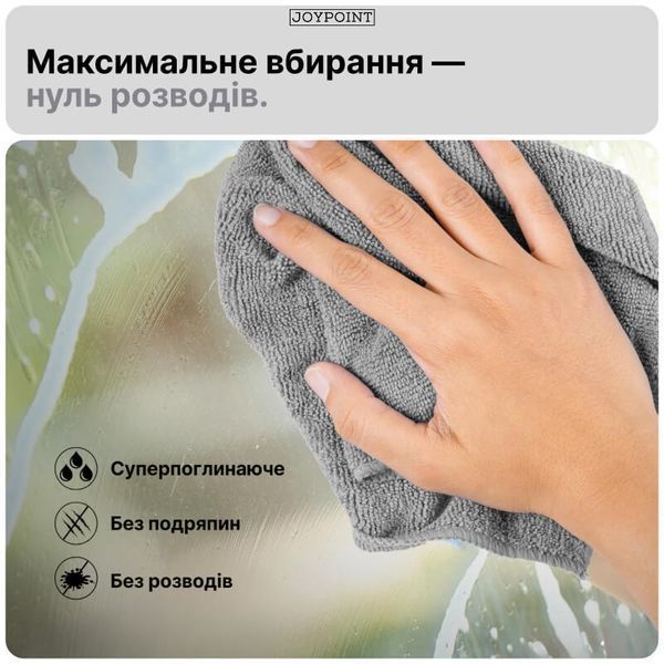 Серветки з мікрофібри JoyPoint 40&times;40 см набір 3 шт універсальні ганчірки для авто детейлінгу прибирання кухні та дому фото