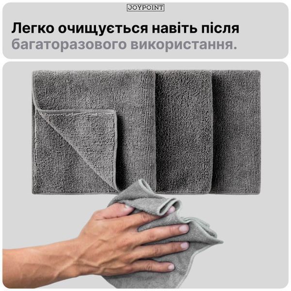 Серветки з мікрофібри JoyPoint 40&times;40 см набір 3 шт універсальні ганчірки для авто детейлінгу прибирання кухні та дому фото