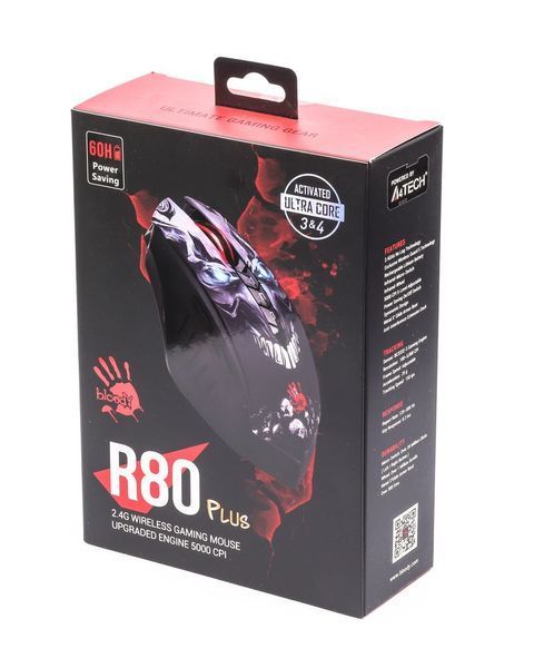 Миша ігрова бездротова Bloody R80 Plus Skull, чорна з малюнком фото