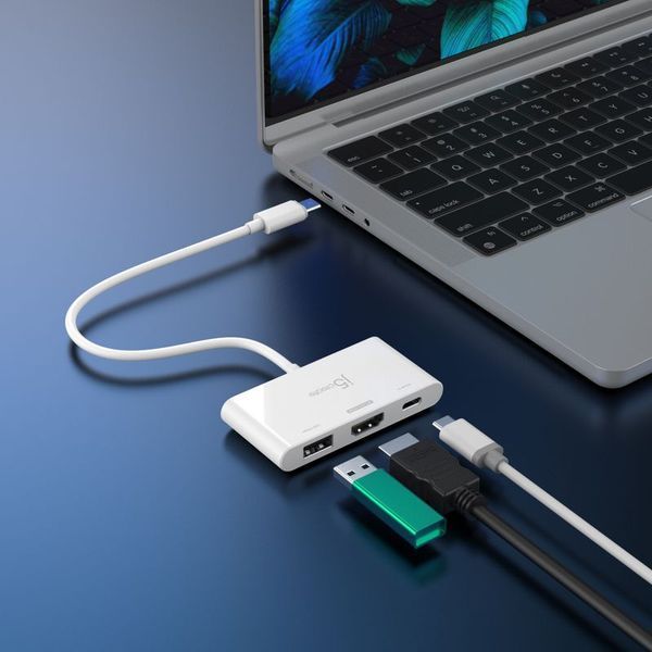 Мультиадаптер USB-C J5create JCA399-N 3-в-1 з HDMI, білий