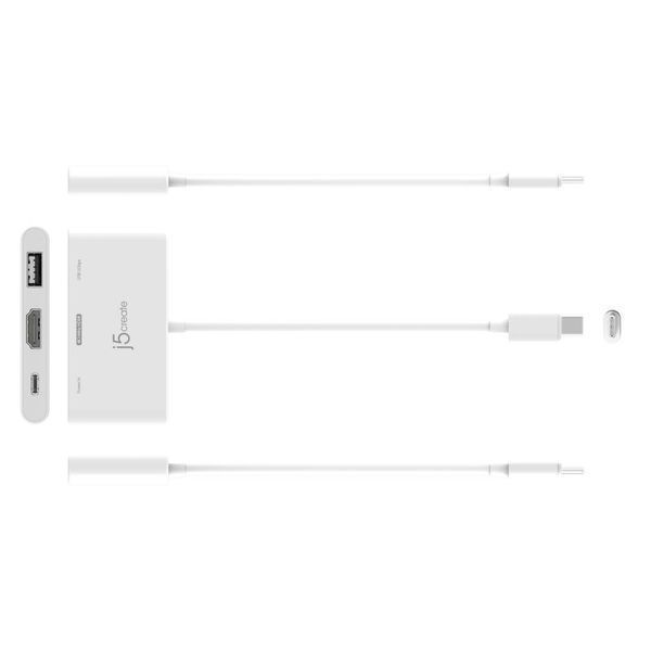 Мультиадаптер USB-C J5create JCA399-N 3-в-1 з HDMI, білий