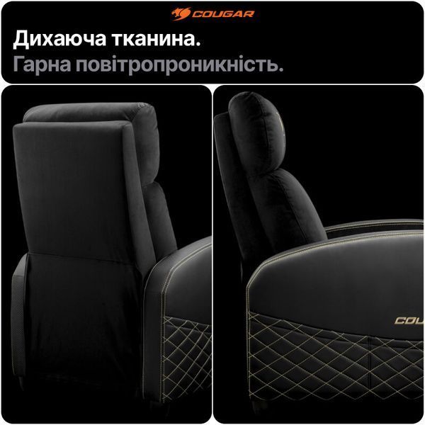 Игровое кресло-диван Cougar Ranger Elite Gold ткань реклайнер подставка для ног наклон до 160&deg; до 135 кг фото