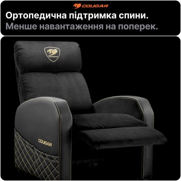 Игровое кресло-диван Cougar Ranger Elite Gold ткань реклайнер подставка для ног наклон до 160&deg; до 135 кг фото