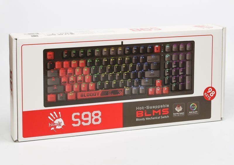 Клавиатура механическая игровая Bloody S98 Sports Red, чёрно-красная фото