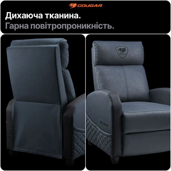 Игровое кресло-диван Cougar Ranger Elite Navy Blue ткань реклайнер подставка для ног наклон до 160&deg; до 135 кг фото