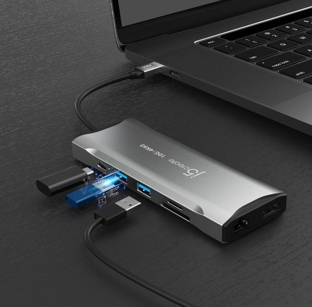 Мультиадаптер USB-C J5create JCD397-N 9-в-1, сірий