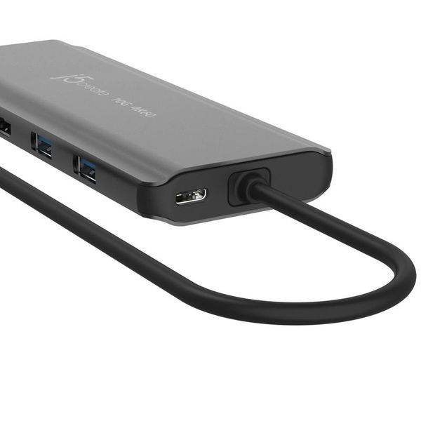 USB-хаб J5create JCD398-N 5-в-1 з двома HDMI і Gigabit LAN, сірий