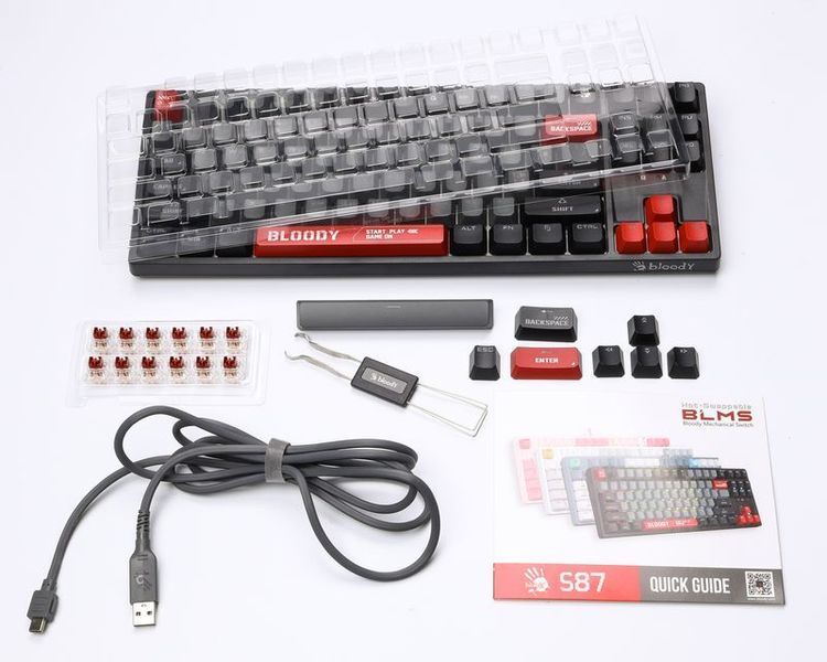 Механічна ігрова клавіатура Bloody S87 Energy Red TKL, чорна фото