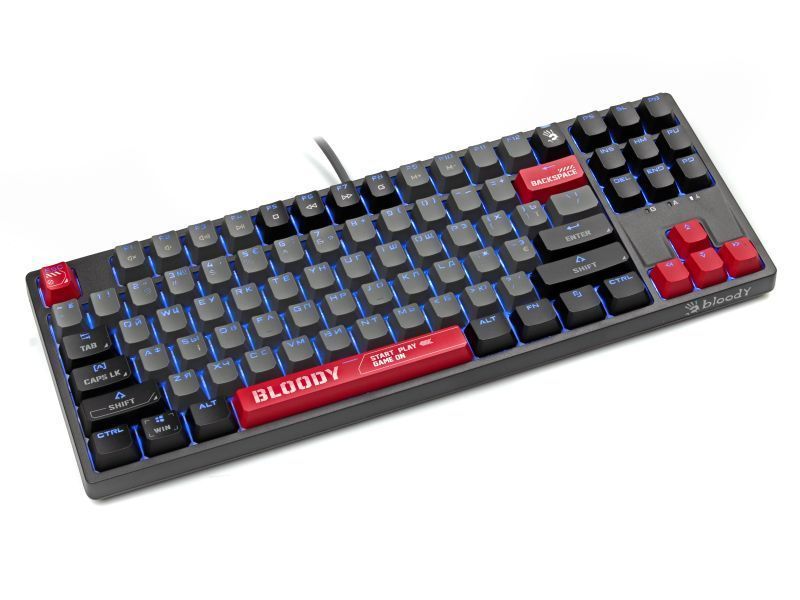 Механічна ігрова клавіатура Bloody S87 Energy Red TKL, чорна фото