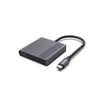 Адаптер Cablexpert A-CM-HDMIFDPF-01 USB-C на HDMI і DisplayPort, сірий