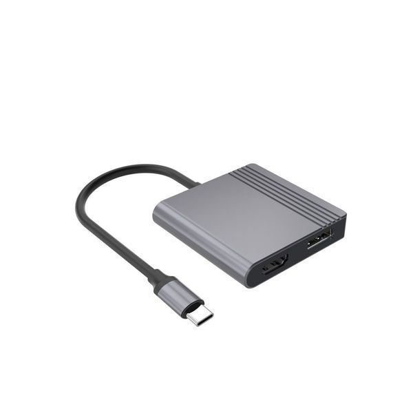 Адаптер Cablexpert A-CM-HDMIFDPF-01 USB-C на HDMI і DisplayPort, сірий