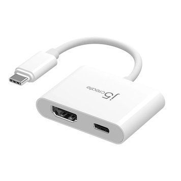Мультиадаптер USB-C J5create JCA152-N 2-в-1 HDMI і PD, білий