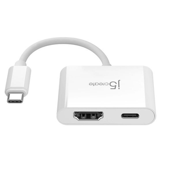 Мультиадаптер USB-C J5create JCA152-N 2-в-1 HDMI і PD, білий