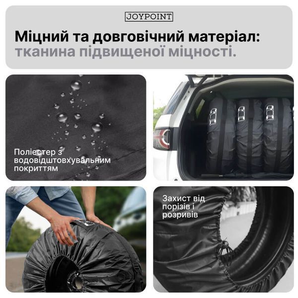 Чехлы для колес и шин R15&ndash;20 JoyPoint набор 4 шт пакеты для хранения и транспортировки автошин и дисков водонепроницаемые многоразовые черные фото