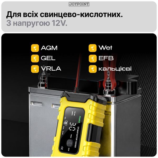 Зарядное устройство для аккумуляторов гелевых AGM легковых авто мотоцикла Foxsur FBC1206D 6 А 12 В 4-120 А&middot;ч импульсное автоматическое фото